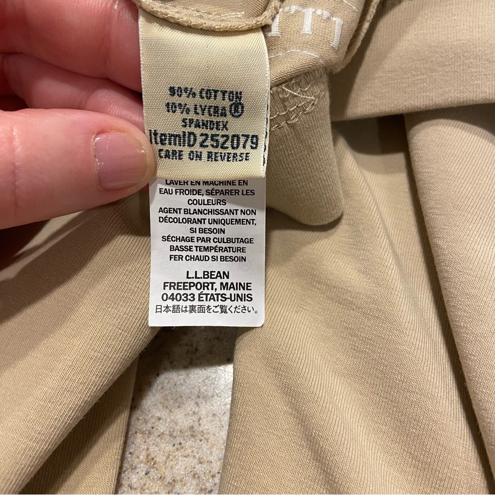 L.L. Bean tan Leggings Women’s Size Medium Cotton Pockets Wide Leg - Picture 2 of 7
